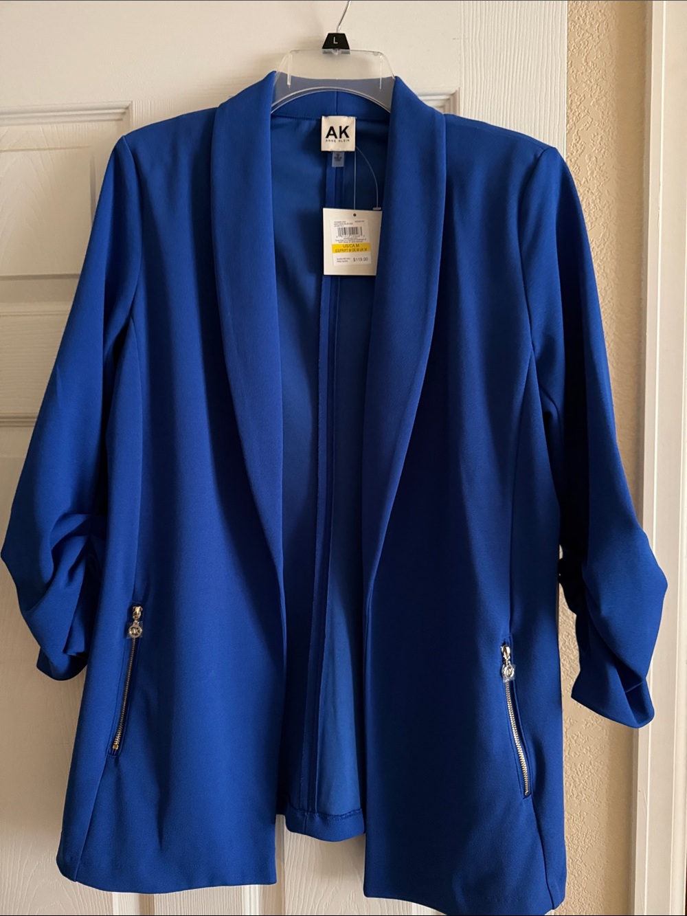 Anne Klein Open-Front Blazer Jacket in Cobalt Blue
